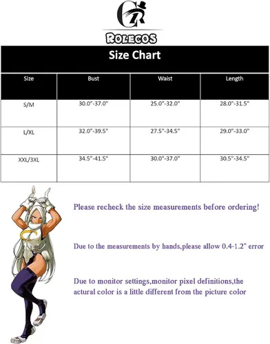 Vista 6 de CR ROLECOS BNHA Miruko Cosplay Costume MHA Rabbit Hero Mirko Bunny Bodysuit Costume