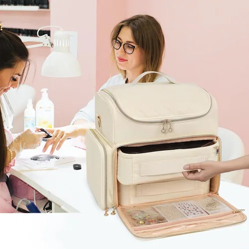 Vista 8 de CUBETASTIC Estuche organizador de esmalte de uñas extra grande con capacidad para 86 a 100+ botellas de esmalte de uñas y lámpara de uñas, bolsa