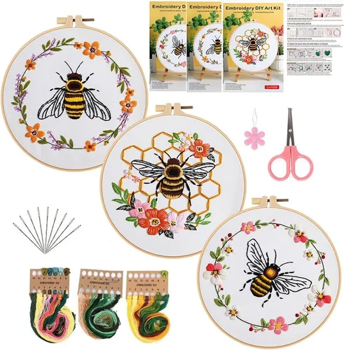 Vista 10 de Konrisa Kit de Bordado Estampado con Patrón Floral DIY Kits de Punto de Cruz para Adultos Flores Plantas Kit de Iniciación de Bordado con Hilo