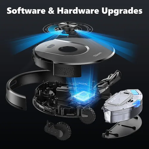 Vista 8 de Tikom Robot Aspirador y fregona Combo, 6000Pa Aspirador Robótico Automático Pitch Black