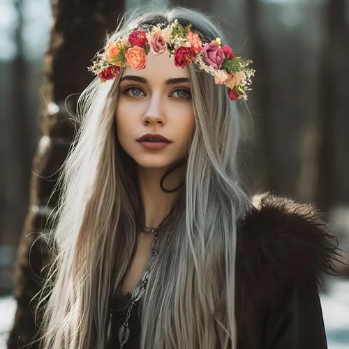 Vista 5 de Corona de flores de rosas para novia, diadema floral para el cabello, diadema de flores, halo bohemio con cinta, boda, fiesta, festival, fotos
