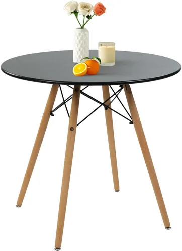 Vista 12 de Mesa de comedor cuadrada de 31.5 pulgadas para 2-4 personas, mesa blanca funcional moderna con patas de madera para el hogar, oficina, cocina Blanco