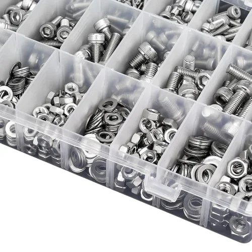 Vista 5 de Surtido de 1080 piezas, tornillos métricos M2 M3 M4, tornillos de cabeza hexagonal con socket, tornillos, tuercas y arandelas de acero inoxidable