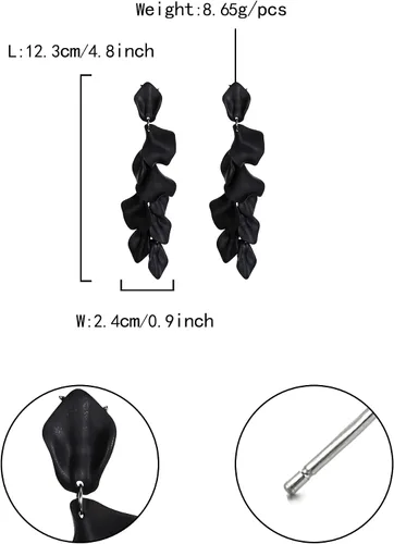 Vista 5 de Flyonce Aretes colgantes largos de pétalos de rosa acrílicos para mujer, aretes colgantes grandes para vacaciones de verano en la playa