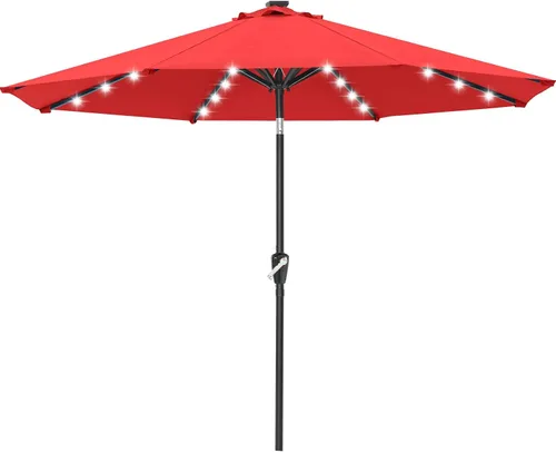 Vista 34 de ABCCANOPY Sombrillas solares duraderas para patio con 24 luces LED de 7.5 pies con 6 varillas resistentes (borgoña)