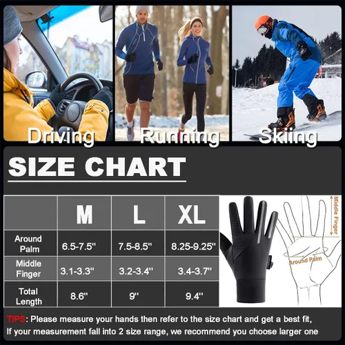 Vista 6 de Weitars Guantes de invierno para hombres y mujeres, guantes impermeables, guantes térmicos para el trabajo, guantes deportivos para correr