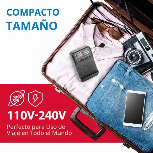 Vista 3 de Vidpro PT-UNV Cargador de batería universal de iones de litio – Cargador ajustable programable para viajes con protección contra sobrecarga