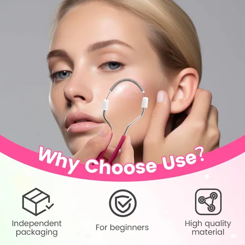 Vista 3 de 2 unidades de removedor de vello facial manual, depiladora portátil de resorte de acero inoxidable, removedor de vello facial suave para mujeres