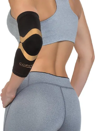 Vista 2 de Manga de compresión para el codo Copper Fit 2-Negro con Borde Cobre