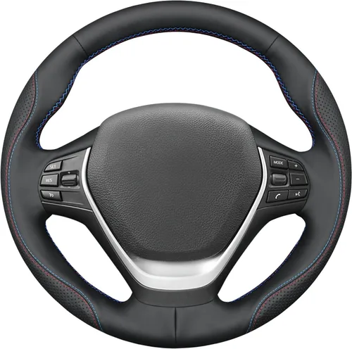 Vista 13 de MEWANT Envoltura de volante de ante negro cosida a mano para BMW 2Series F22 F23 F30 F34 F32 F33 F36 Cubierta de volante DIY