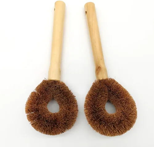 Vista 4 de TEHAUX Cepillo para ollas con mango de madera de 9.44 pulgadas para sartenes, woks y platos, herramienta de limpieza eficaz de agarre cómodo