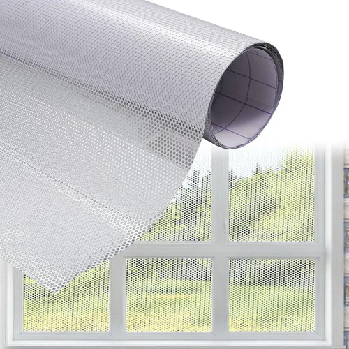 Vista 12 de XhuangTech Película de vinilo perforada para ventana de color negro para evitar golpes de pájaros, película de vinilo negro perforado para ventana