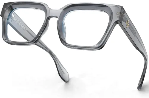 Vista 12 de VISOONE Fashion Computer Glasses with Wire Core Temples Colorado Clear Lens Lightweight TR90 UV400 Square Thick Frame Blue Light Blocking Glasses