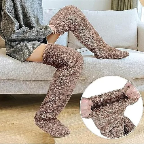 Vista 5 de Snuggs - Calcetines acogedores, pantuflas de calcetín Snugglepaws, suaves y cálidos por encima de la rodilla, calcetines altos hasta el muslo