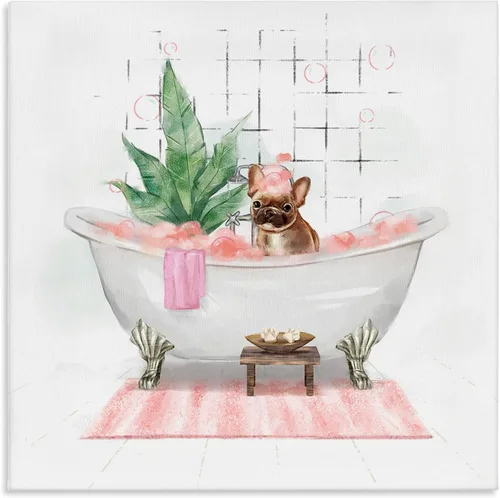 Vista 10 de Stupell Industries Adorable bulldog francés en baño de burbujas rosa