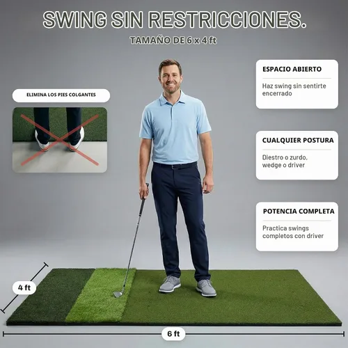 Vista 3 de TriZone Pro - Alfombrilla de golf premium de 6 x 4 pies con camisetas