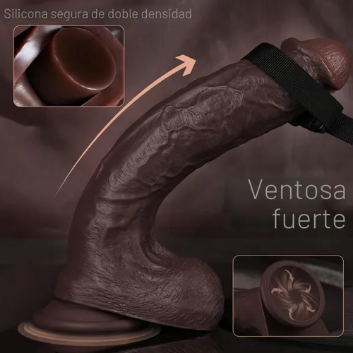 Vista 5 de Consolador sexual negro grande realista de 11 pulgadas, consolador grueso similar a la piel con fuerte ventosa para manos libres, consolador