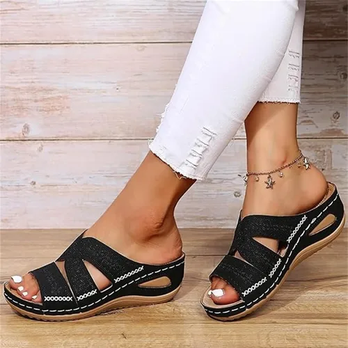 Vista 5 de Sandalias ortopédicas para mujer con soporte de arco para el verano, sandalias elegantes de verano con pies planos, cómodas pantuflas ortopédicas