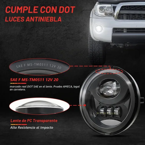 Vista 4 de Conjunto de luz antiniebla LED para Tacoma 2005-2011/Solara 2004-2006/Sequoia 2008-2015/Tundra 2007-2013- par, color negro