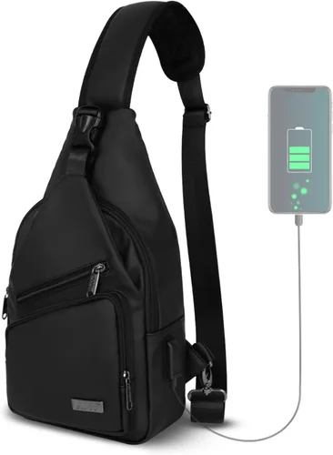 Vista 12 de AMJ Bolso cruzado tipo bandolera para hombres y mujeres, mochila de hombro casual, mochila de pecho tipo morral para senderismo y viajes