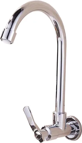 Vista 3 de Inchant Grifo de fregadero de agua fría – Grifo de barra de acero inoxidable de montaje en pared de arco alto de un solo mango para cocina, jardín