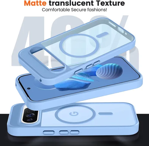 Vista 7 de Funda para teléfono Google Pixel 9 Pro XL, Compatible con Magnético, Protección contra Caídas de Grado Militar Translúcida Mate Resistente a Golpes