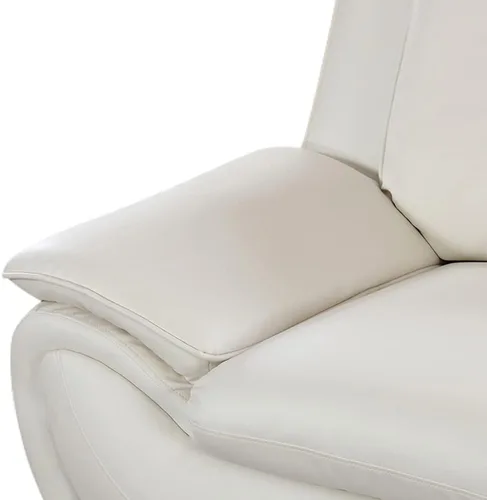 Vista 5 de Juego de sofá de sala de estar de cuero, sofá de cuero estilo moderno, sofás para sala de estar 3 piezas (blanco)
