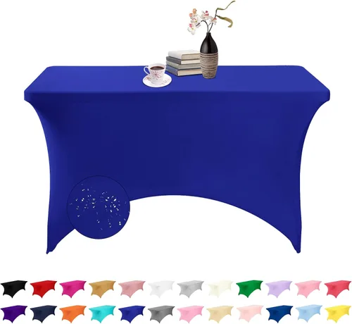 Vista 83 de Paquete de 2 fundas de mesa de elastano impermeables para mesas rectangulares, 6 pies, negras, elásticas, resistentes a manchas, para todas