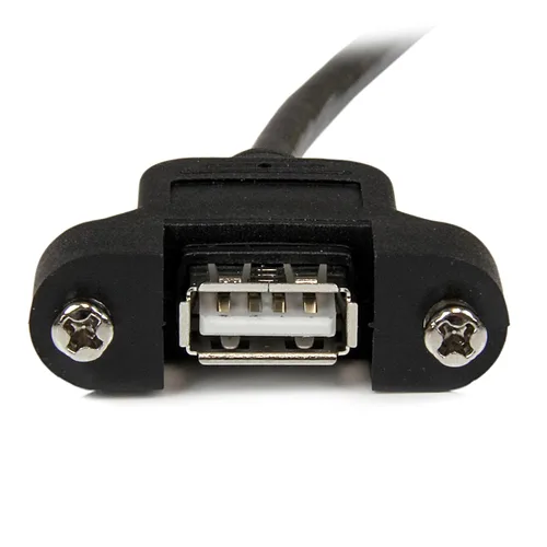 Vista 2 de StarTech Cable USB 2.0 A-A F/M de 1 pie para montaje en panel, negro (USBPNLAFAM1)