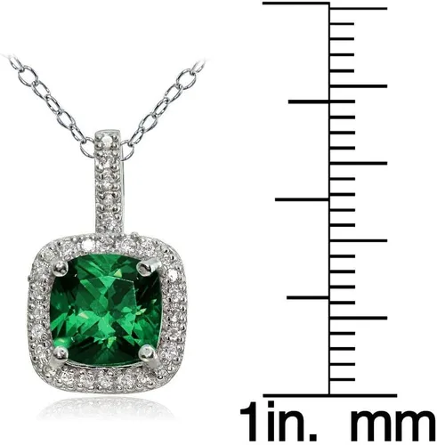 Vista 3 de Ice Gems Collar de plata de ley con piedra natal y topacio blanco con corte cojín