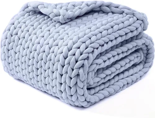 Vista 19 de YnM Manta Gruesa de Lana, Tejida a Mano con Hilo de Chenilla, Amigable para la Piel, Ventilada y Transpirable, Lavable a Máquina, Pieza