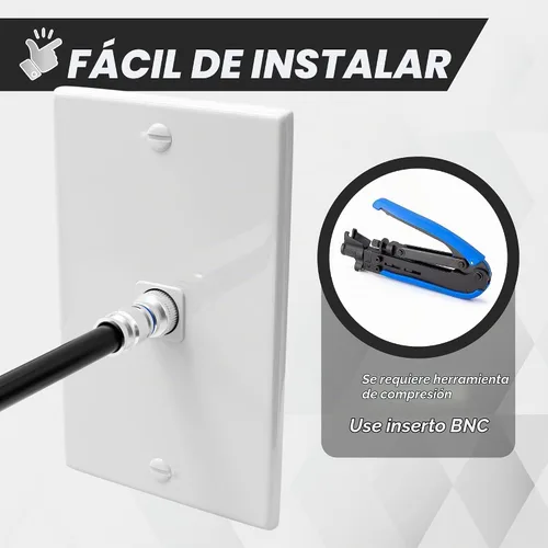 Vista 6 de THE CIMPLE CO - Conector de compresión BNC para cable coaxial RG6 - Conectores RG6 BNC macho para cámaras de seguridad, CCTV, SDI, HD-SDI - Extremos