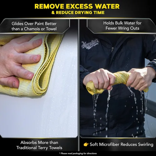 Vista 4 de Meguiar's Toalla de secado de microfibra con imán de agua, toalla de microfibra de primera calidad para lavado de autos que es súper afelpada
