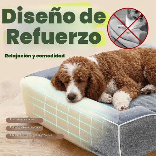 Vista 3 de Cama ortopédica para perros con espuma de gel refrescante y funda lavable, color gris oscuro, 42 pulgadas