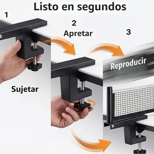Vista 3 de Juego de postes de ping pong, red de ping pong con abrazadera, práctica de entrenamiento profesional, soporte de agarre portátil, accesorios