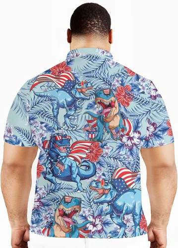 Vista 5 de PAGYMO Golf Shirts for Men Crazy Print Hawaiian Funny Mens Polo Shirt