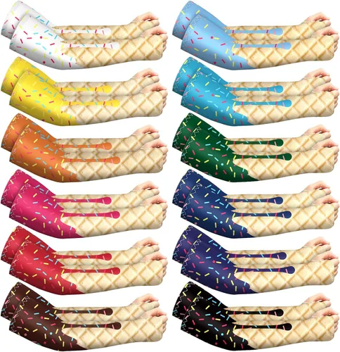 Vista 14 de Newcotte 12 pares de mangas de compresión para niños, manga de compresión de fútbol, béisbol, manga de brazo para jóvenes, protección UV