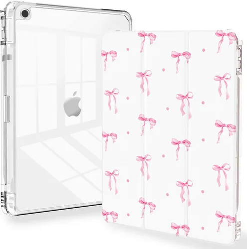 Vista 16 de Feams Funda para iPad de 9ª generación, funda triple para iPad 10.2, cubierta trasera transparente con soporte para lápiz y apagado Ángel