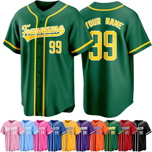 Vista 29 de Custom Baseball Jersey Personalized Short Sleeve Team Sport Uniform Baseball Shirt for Men Women Youth Boy