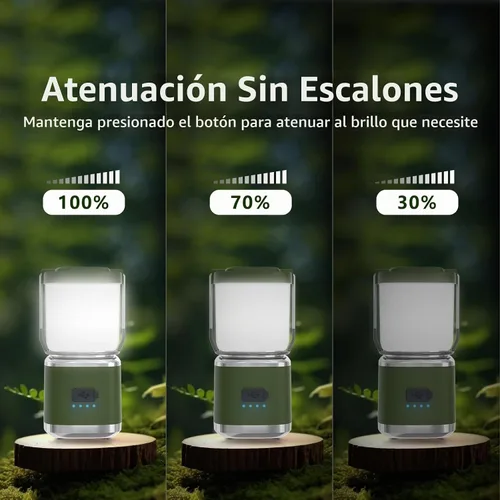 Vista 5 de Linterna de camping portátil recargable de 4 pulgadas, linterna de luces LED de camping de 2000 lm con luz roja y 20 horas de funcionamiento