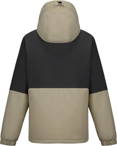 Vista 7 de CAMEL Chaqueta de esquí para hombre, abrigo de invierno, impermeable, chaqueta de snowboard cálida con capucha, parka resistente al viento, ropa