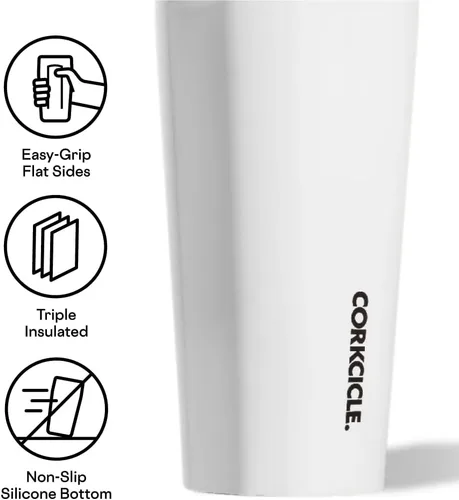 Vista 3 de Corkcicle Vaso térmico clásico – Vaso de acero inoxidable con tapa, triple aislamiento para bebidas calientes y frías, tapa inastillable, apto