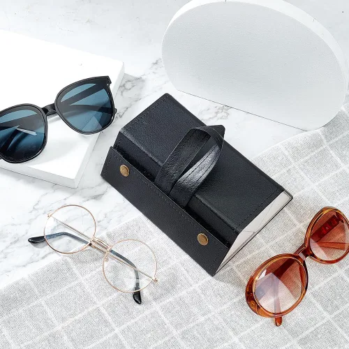 Vista 6 de PH PandaHall Estuche de almacenamiento para anteojos con 3 ranuras de cuero sintético organizador de gafas de sol portátil