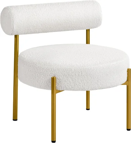 Vista 13 de Yaheetech Silla de tocador moderna acolchada con patas doradas para dormitorio, sala de maquillaje, oficina en casa, negro