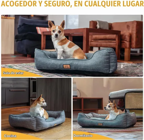 Vista 7 de CANINE CANYON Cama pequeña para perros de 26 pulgadas, sofá lavable de felpa para perros y gatos pequeños, cama rectangular suave para cachorros