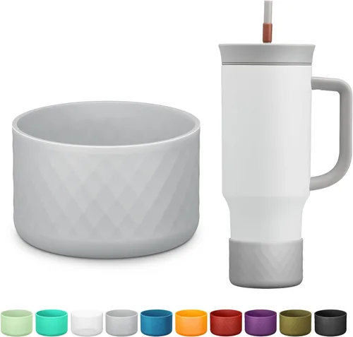 Vista 12 de Manga de silicona para el vaso Owala de 40 oz con asa, funda protectora antideslizante para accesorios de vasos térmicos de acero inoxidable