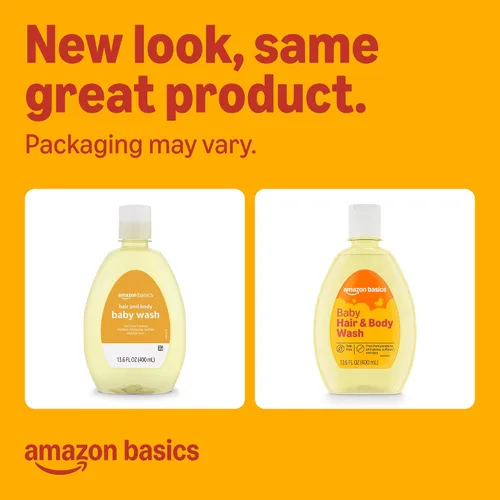 Vista 2 de Amazon Basics Jabón para cabello y cuerpo sin lágrimas para bebé, ligeramente perfumado, 13.6 onzas fluidas, paquete de 1