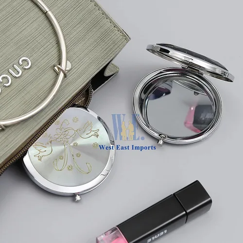 Vista 3 de Favores de boda (12 piezas) personalizado grabado láser de despedida de soltera, decoración de mesa de compromiso espejo compacto