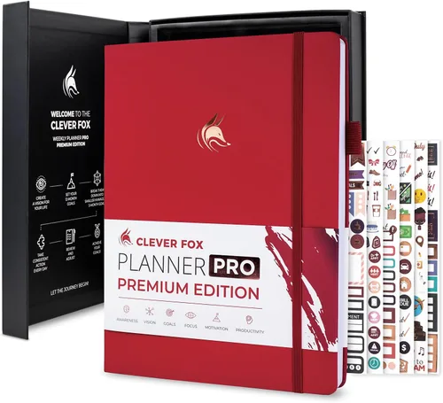 Vista 17 de Clever Fox Planner Pro Premium - Lujosa agenda semanal y mensual con organizador de presupuesto para productividad y objetivos, sin fecha, A4