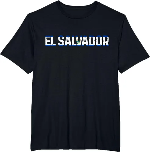 Vista 33 de Camiseta Vintage Pride con bandera salvadoreña de El Salvador, Negro